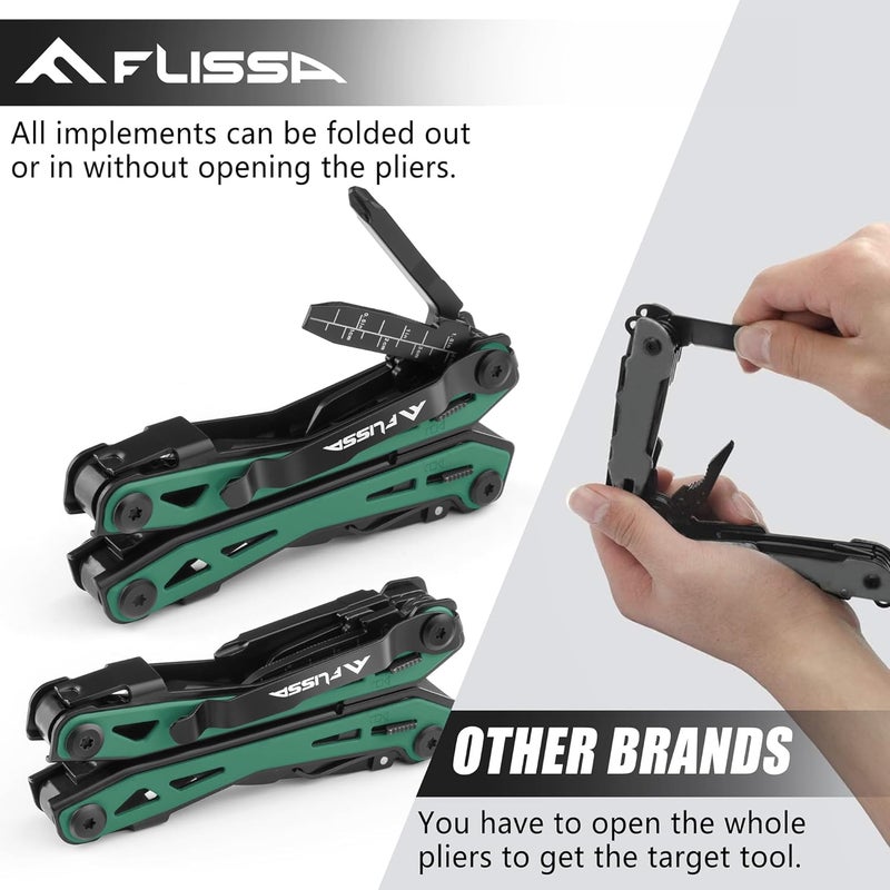 FLISSA 16-in-1 Multi Tool Pliers, Gifts for Men, Stainless Steel EDC Multitool with Pocket Knife, Belt Clip and Oxford Pouch, Self-locking Multipurpose Utility Multi-Tool for Camping Survival Outdoor - Image 5